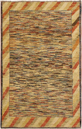 handmade Modern Gabbeh Blue Beige Hand Knotted RECTANGLE 100% WOOL area rug 3  x 5